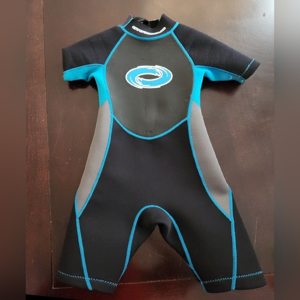 Neoprene Spring Suit/Shorty Wetsuit-Youth/Child Sz 8-10, Black with Turquoise.